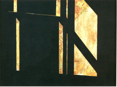  Chris Wilson:  Distant night , 1995, map and conté on panel, 76 x 122 cm; courtesy the artist